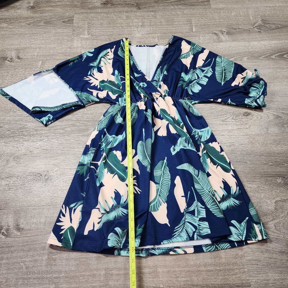 Tropical Navy Blue Floral Cover Up Dress Small - Picture 6 of 15